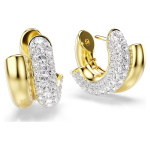 Dextera hoop earrings Round cut, Mini, White, Gold-tone plated
